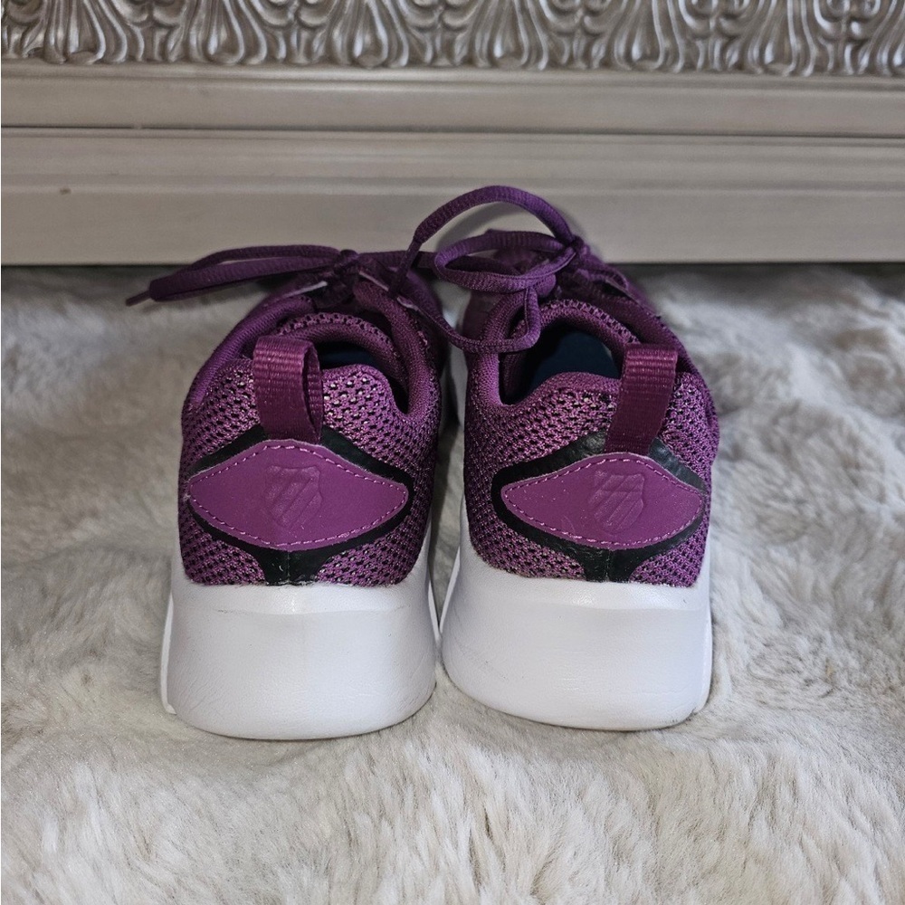 *30off3* K•Swiss‎ Purple and White Athletic Sneakers with Knit Mesh Upper​ - Picture 6 of 10